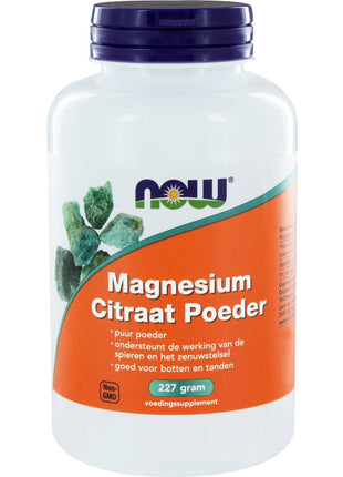 Magnesium Citraat Poeder 227 g – Puur & Goed Oplosbaar Magnesium - Now Foods - SuperfoodShop