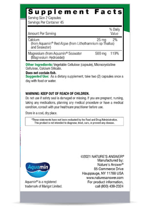 Marine Based Magnesium 500 mg - Natuurlijke Magnesium uit Aquamin® (90 capsules) - Nature's Answer - SuperfoodShop