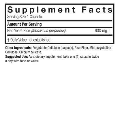 Red Yeast Rice 600mg – 90 Vegan Capsules