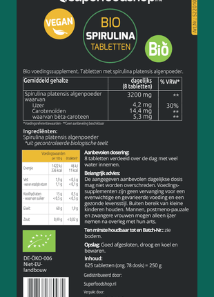 Bio Spirulina – 100% Biologisch & Raw Algenpoeder - Superfoodshop - SuperfoodShop