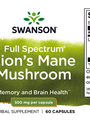 Lion’s Mane Mushroom – Full Spectrum 500 mg – 60 vegan capsules