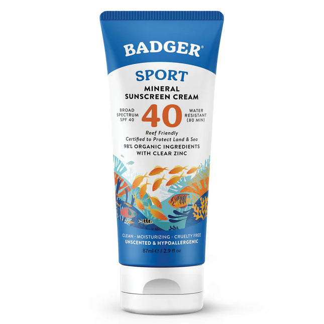 Badger Sport Mineral Sonnenschutz LSF 40 – 87 ml – Duftneutral &amp; Bio