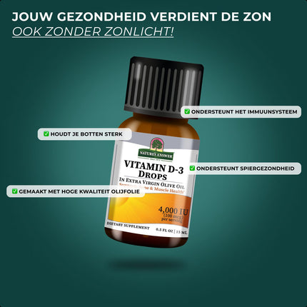Vitamin D3 4000 IE – Tropfen mit Olivenöl (300 Dosen / 50 ml)